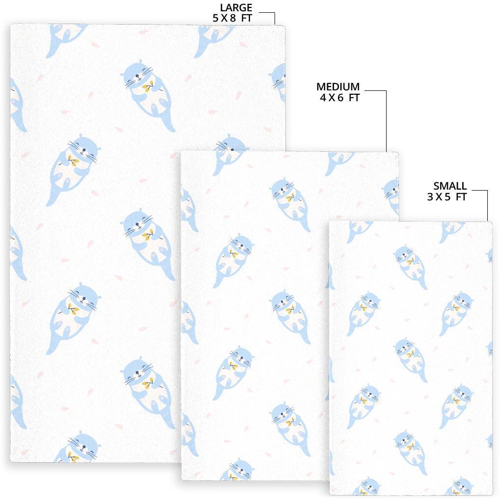 Cute Otter Pattern Print Floor Mat-grizzshop