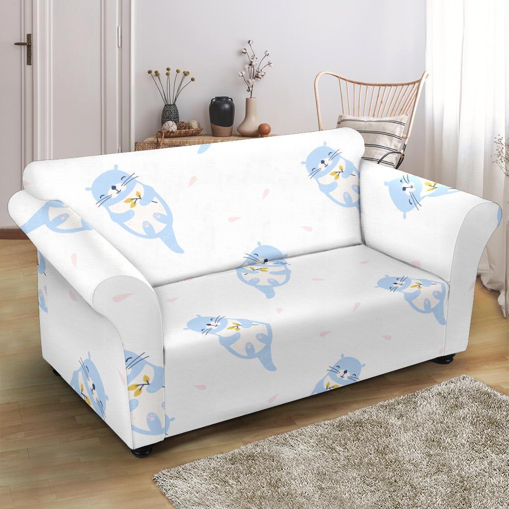 Cute Otter Pattern Print Loveseat Cover-grizzshop