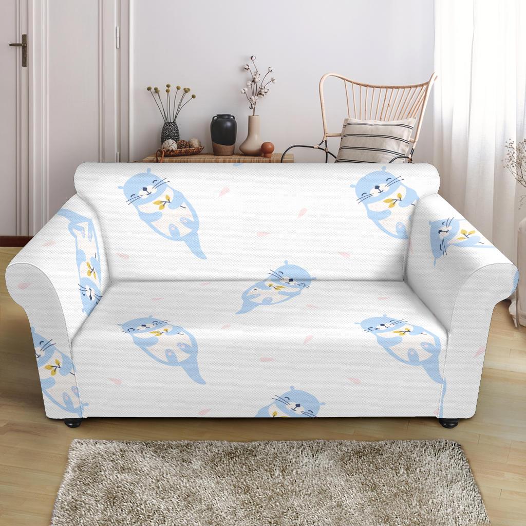 Cute Otter Pattern Print Loveseat Cover-grizzshop