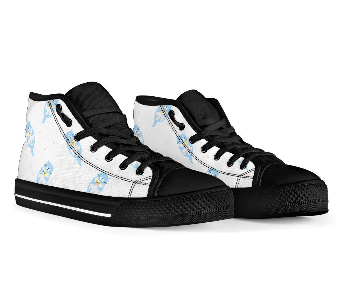 Cute Otter Pattern Print Men Women's High Top Shoes-grizzshop