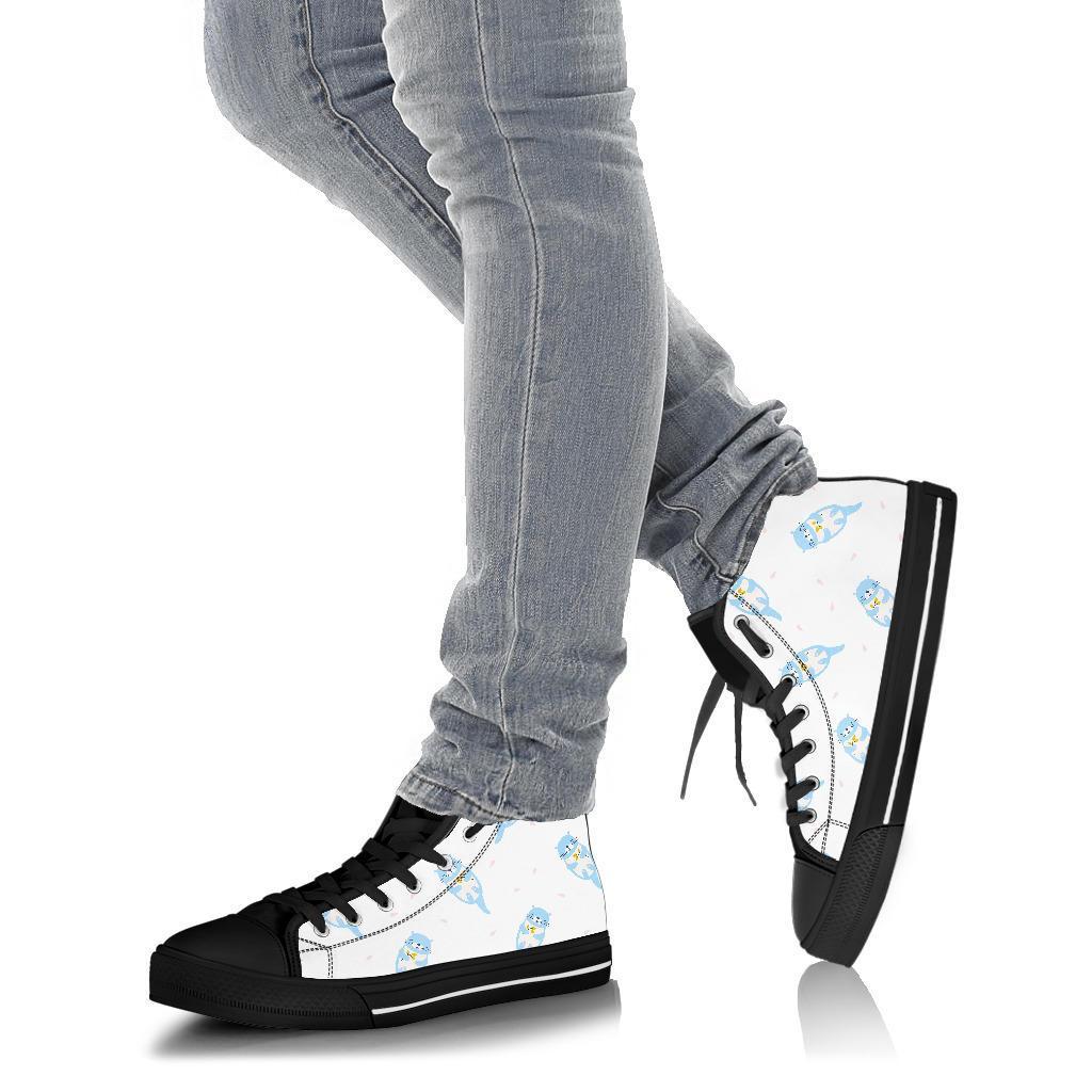 Cute Otter Pattern Print Men Women's High Top Shoes-grizzshop