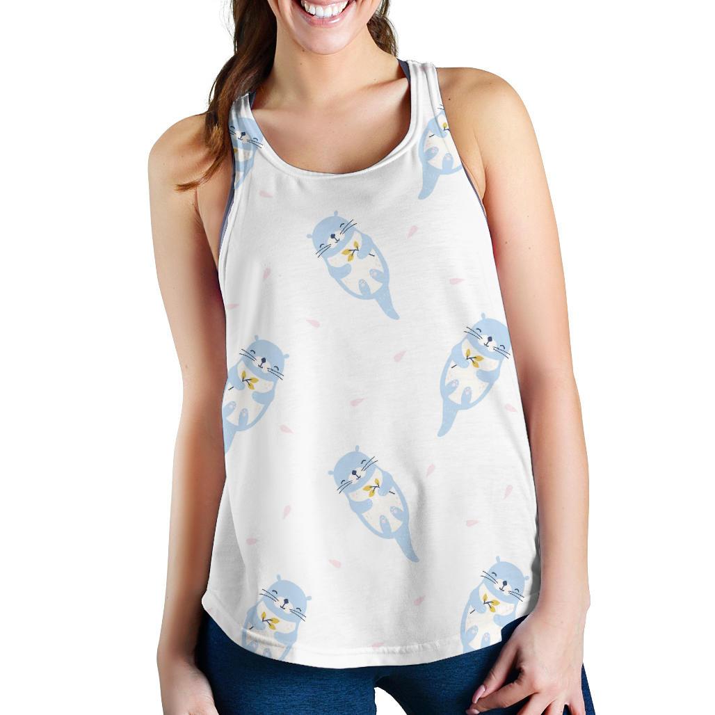 Cute Otter Pattern Print Racerback Tank Tops-grizzshop