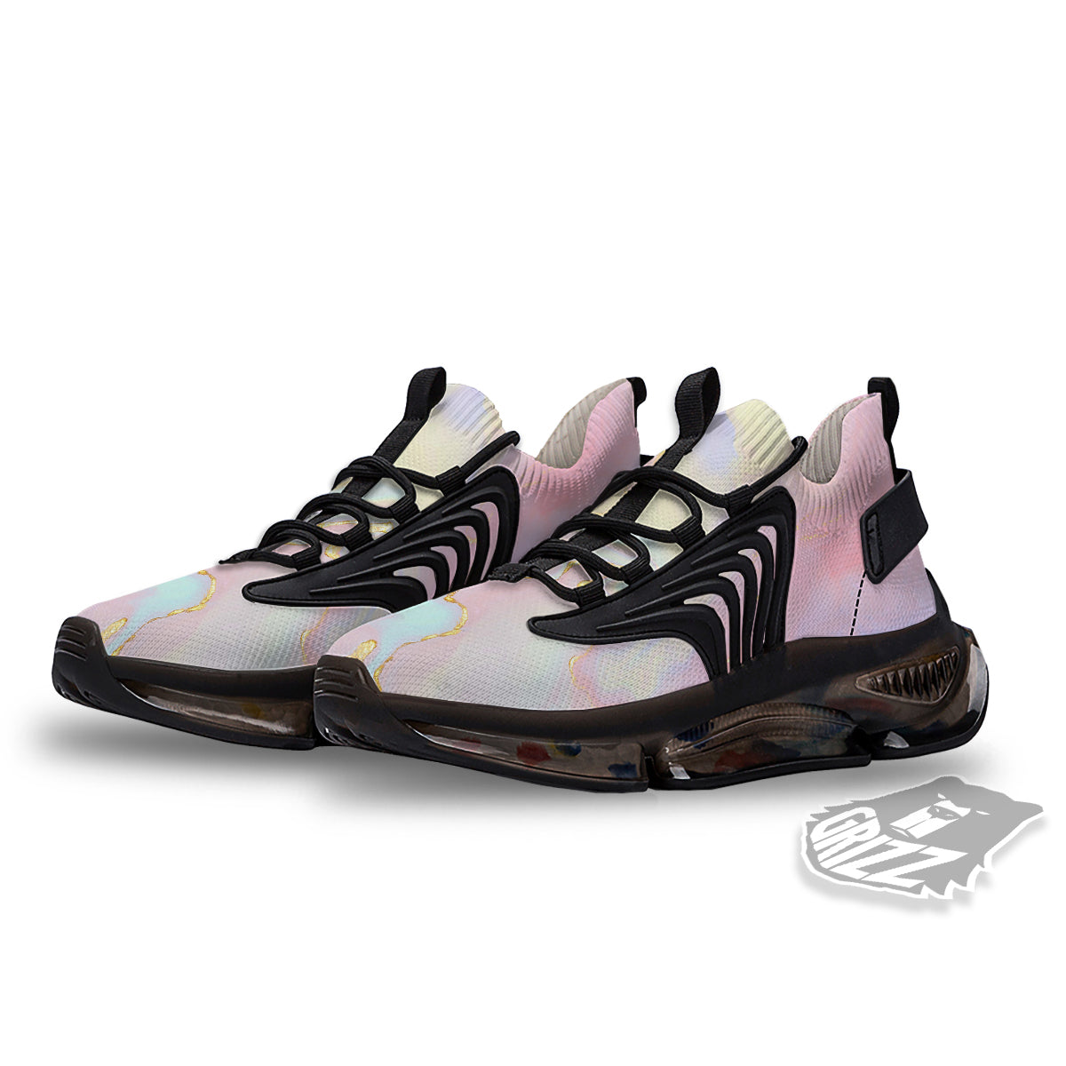 Cute Pastel Gold Marble Print Black Gym Shoes-grizzshop