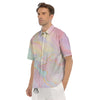 Cute Pastel Gold Marble Print Men's Short Sleeve Shirts-grizzshop