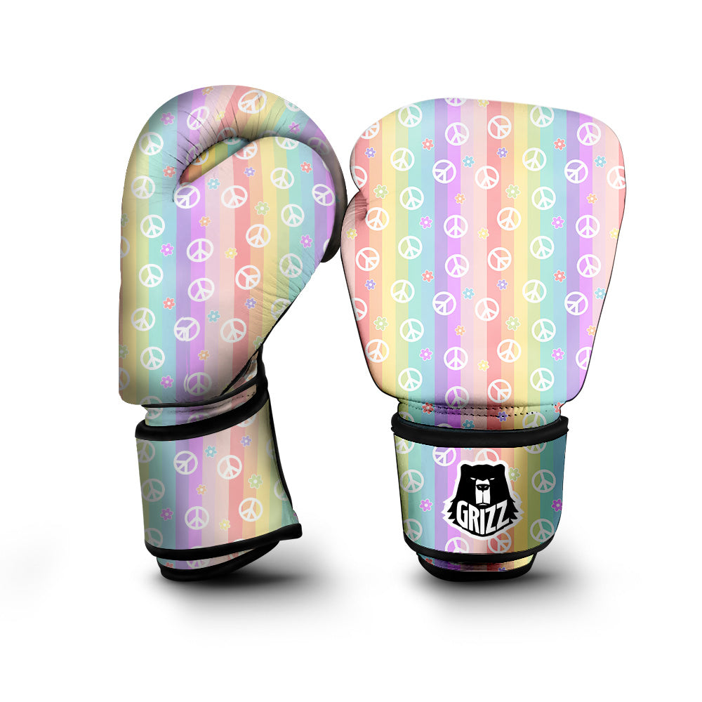Cute Peace Symbol And Daisy Print Pattern Boxing Gloves-grizzshop