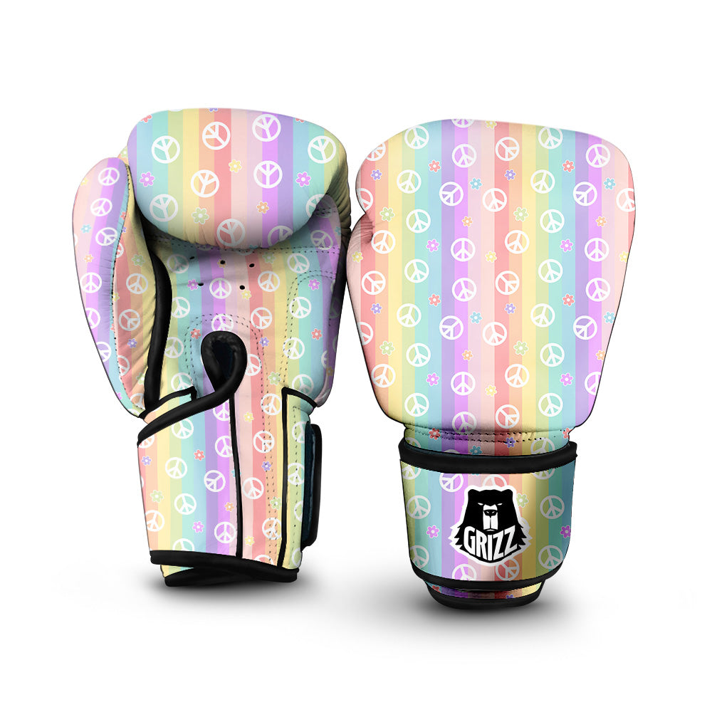 Cute Peace Symbol And Daisy Print Pattern Boxing Gloves-grizzshop