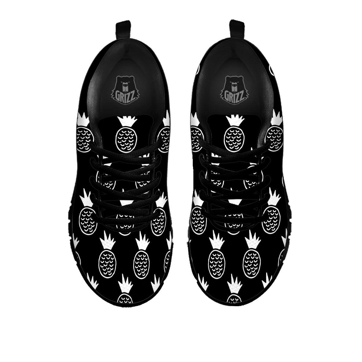 Cute Pineapple Black Print Pattern Black Sneaker-grizzshop