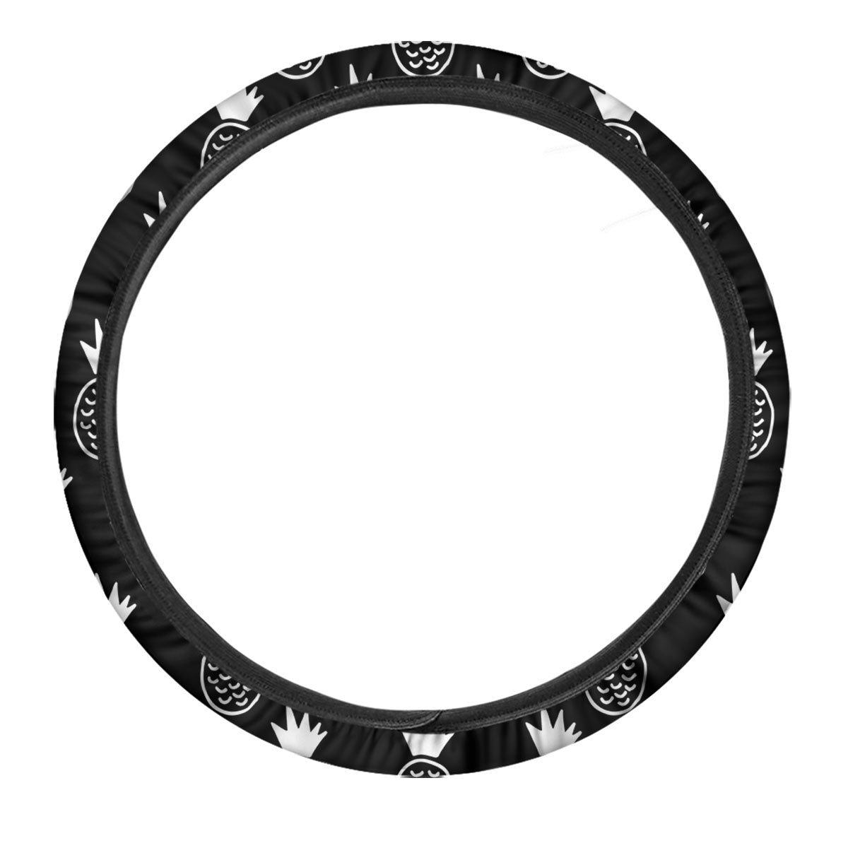 Cute Pineapple Black Print Pattern Car Steering Wheel Cover-grizzshop