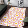 Cute Pink Daisy Pattern Print Floor Mat-grizzshop