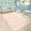 Cute Pink Daisy Pattern Print Floor Mat-grizzshop