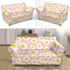 Cute Pink Daisy Pattern Print Loveseat Cover-grizzshop