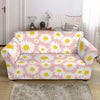 Cute Pink Daisy Pattern Print Loveseat Cover-grizzshop