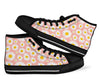 Cute Pink Daisy Pattern Print Men Women's High Top Shoes-grizzshop