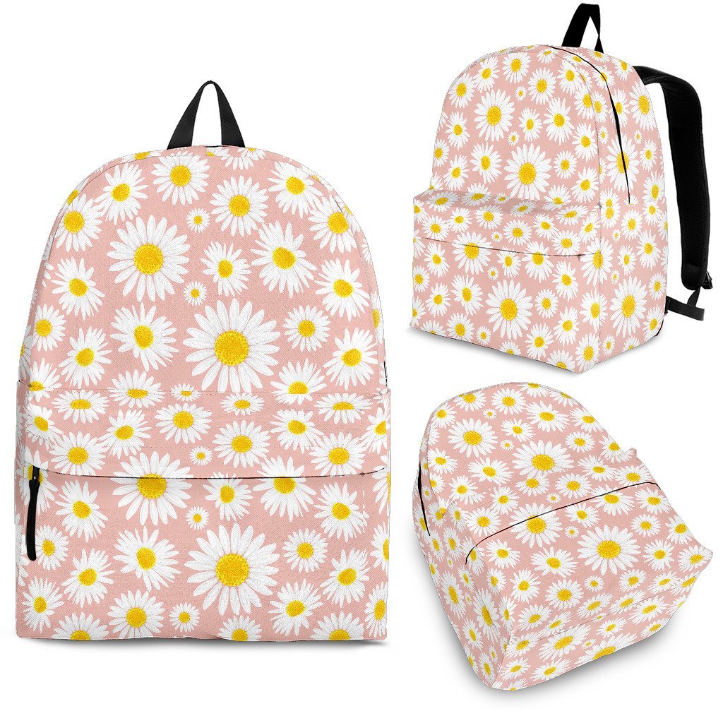 Cute Pink Daisy Pattern Print Premium Backpack-grizzshop