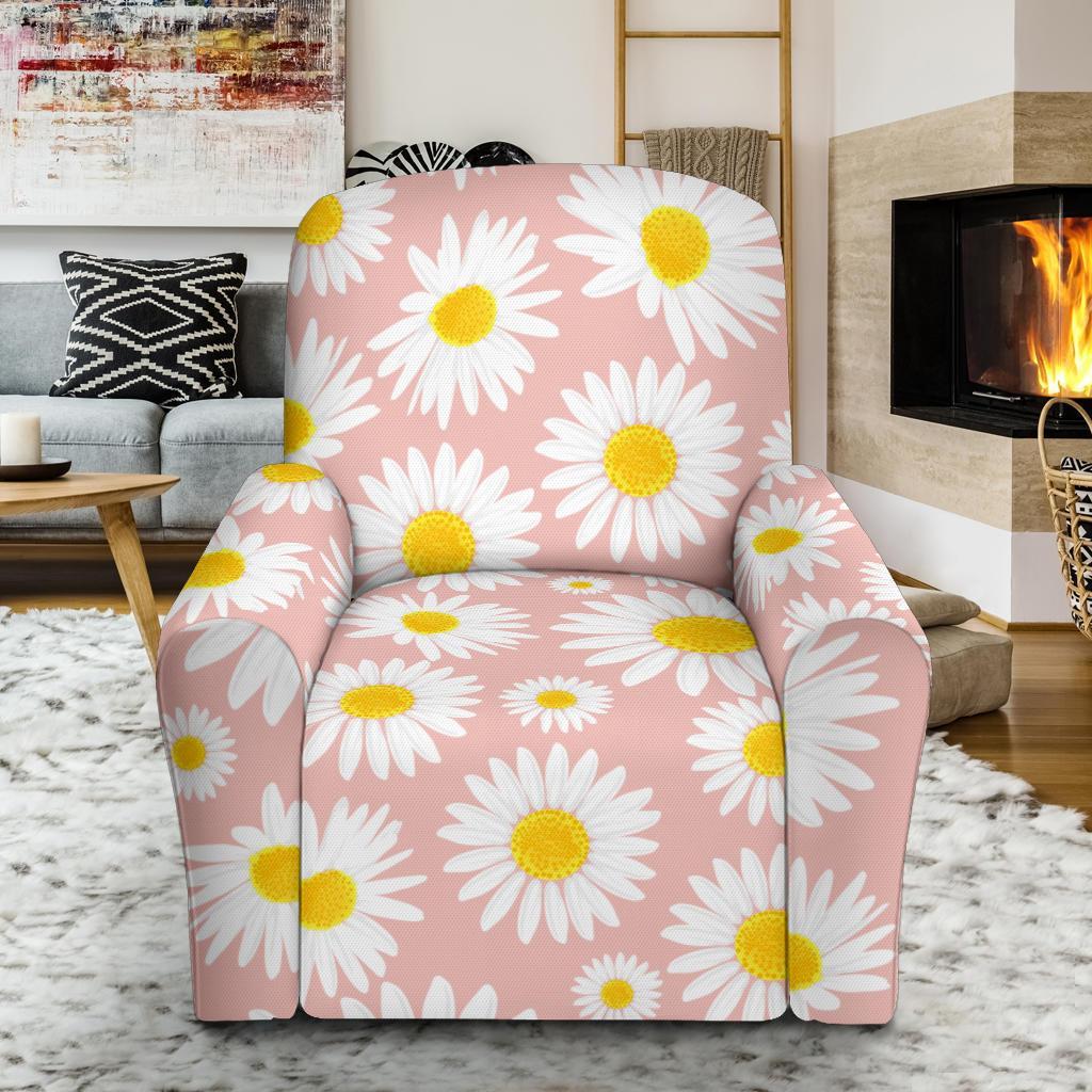 Cute Pink Daisy Pattern Print Recliner Cover-grizzshop