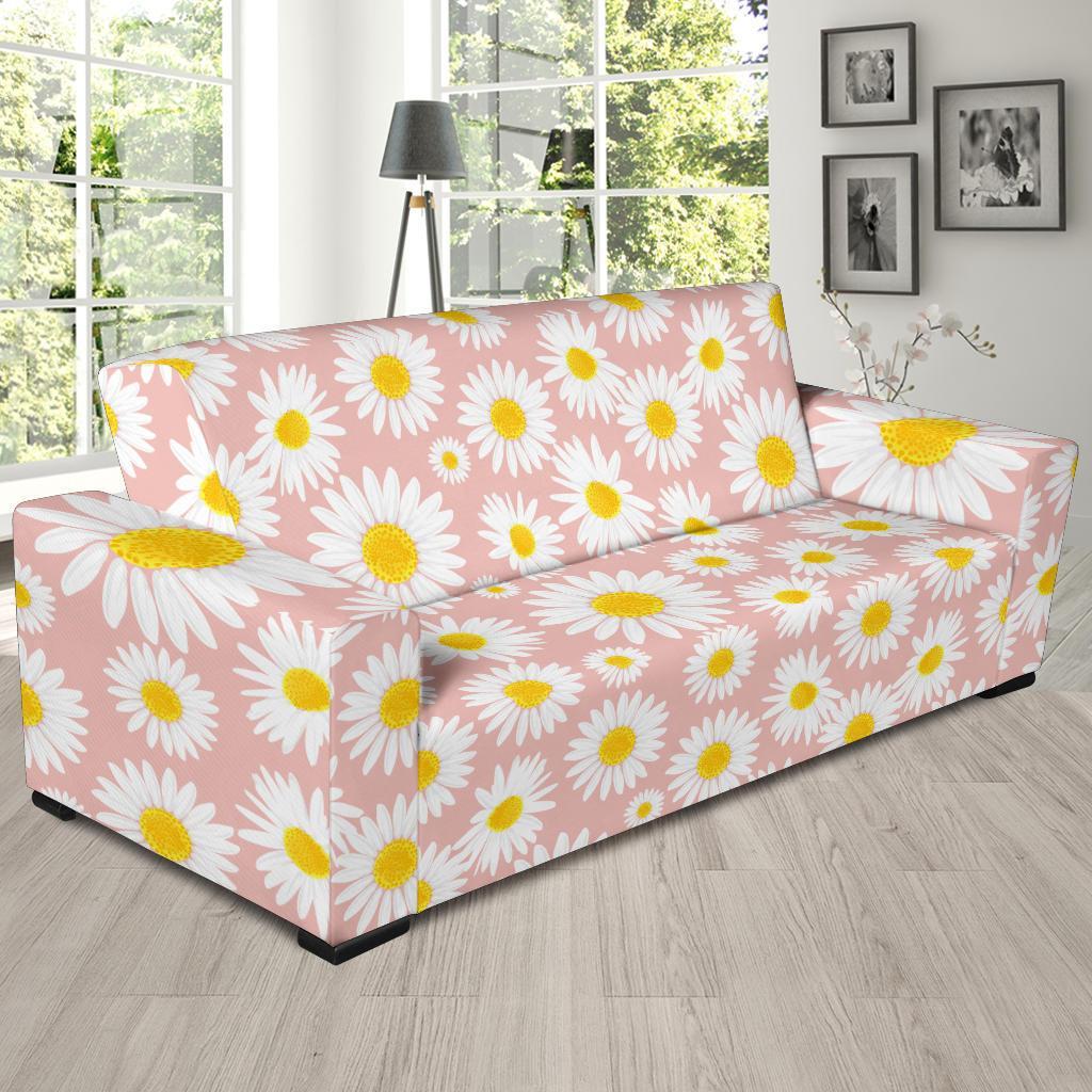 Cute Pink Daisy Pattern Print Sofa Covers-grizzshop