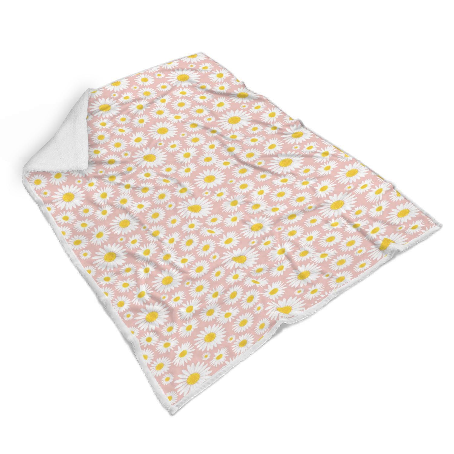 Cute Pink Daisy Pattern Print Throw Blanket-grizzshop