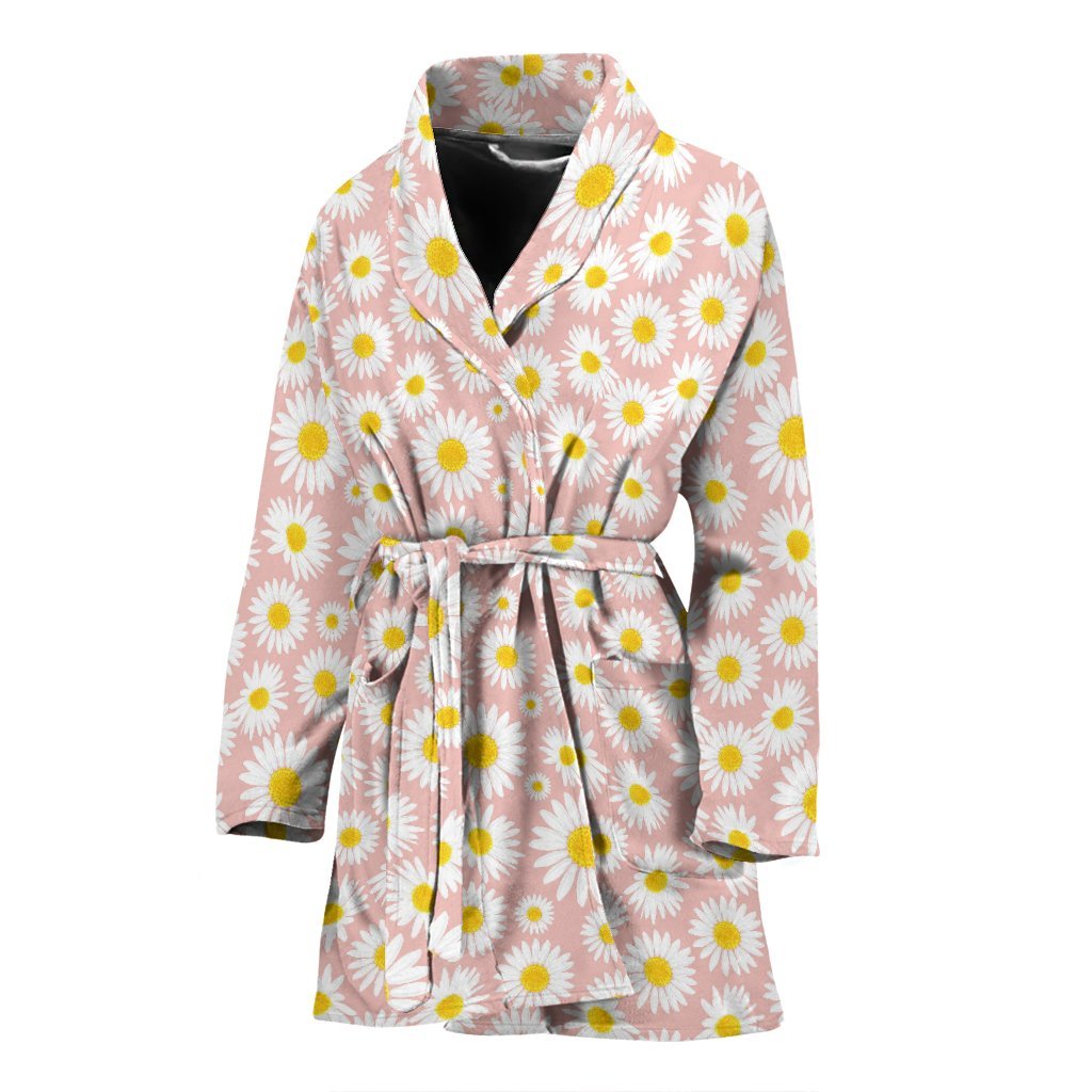 Cute Pink Daisy Pattern Print Women Long Robe-grizzshop