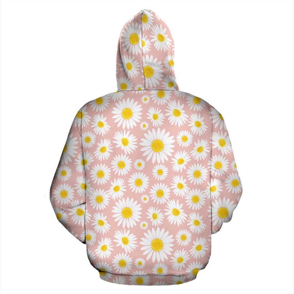 Cute Pink Daisy Pattern Print Women Men Pullover Hoodie-grizzshop