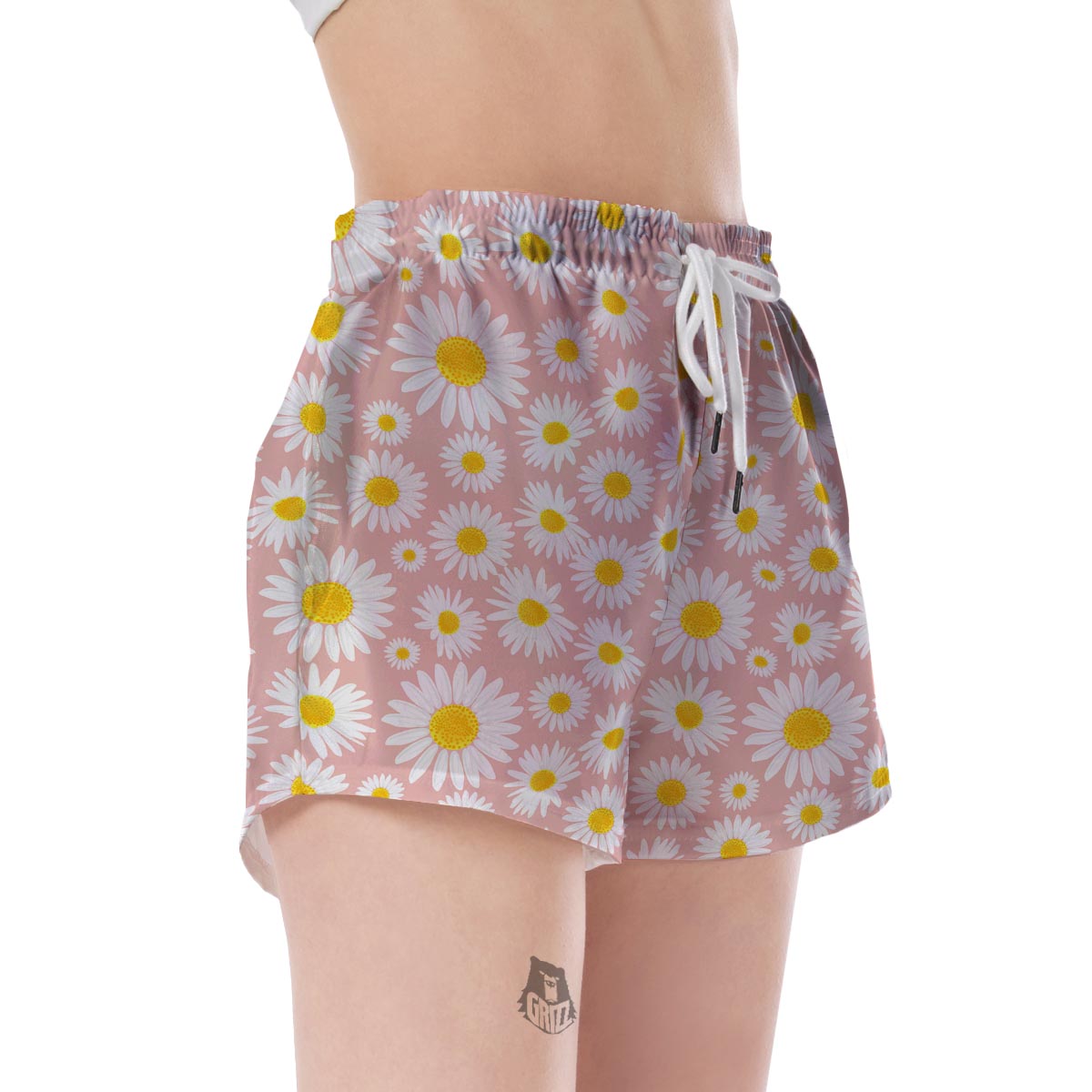 Cute Pink Daisy Pattern Print Women's Shorts-grizzshop