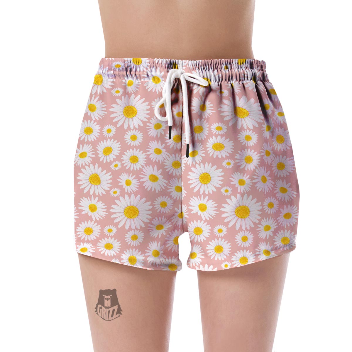 Cute Pink Daisy Pattern Print Women's Shorts-grizzshop
