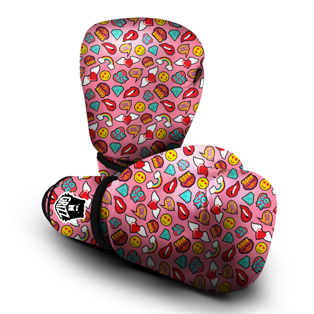 Cute Pink Girl In Pop Art Style Print Pattern Boxing Gloves-grizzshop