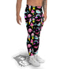 Cute Pink Ice Cream Narwhal Rainbow Print Pattern Men's Leggings-grizzshop