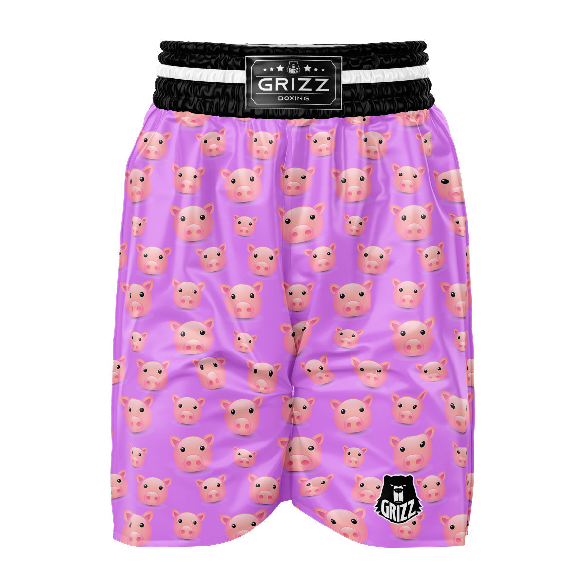 Cute Pink Pig Face Emoji Print Pattern Boxing Shorts-grizzshop