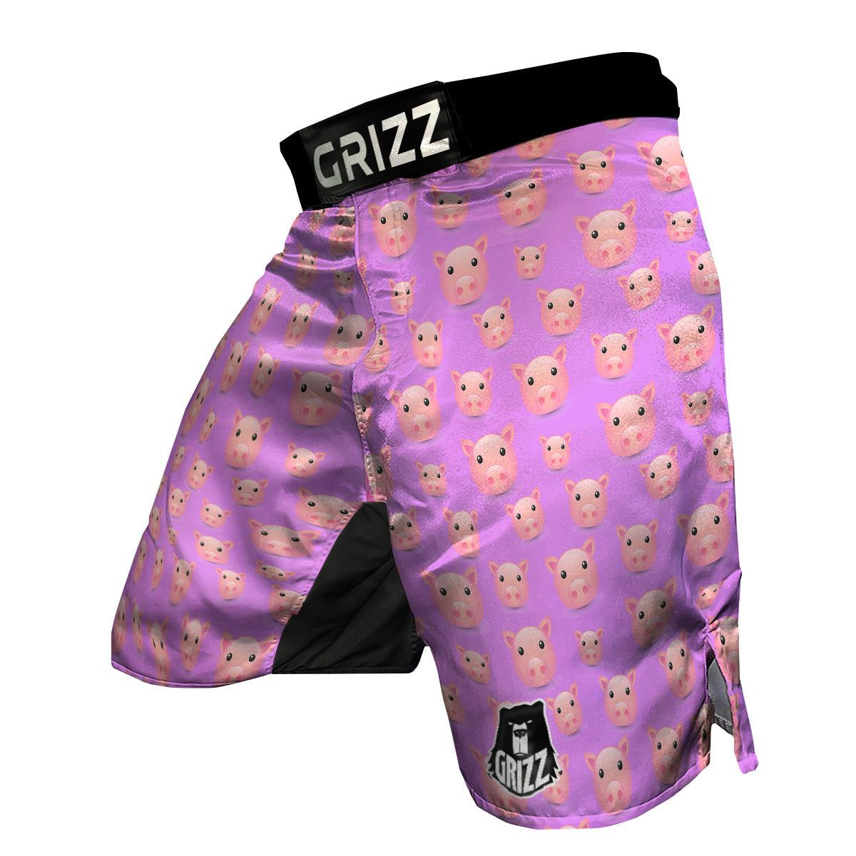 Cute Pink Pig Face Emoji Print Pattern MMA Shorts-grizzshop