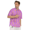 Cute Pink Pig Face Emoji Print Pattern Men's Short Sleeve Shirts-grizzshop