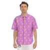 Cute Pink Pig Face Emoji Print Pattern Men's Short Sleeve Shirts-grizzshop