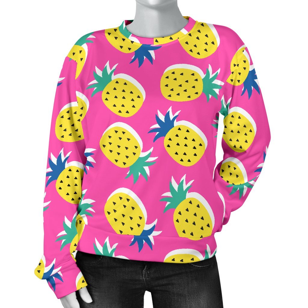 Cute Pink Pineapple Print Sweatshirt-grizzshop