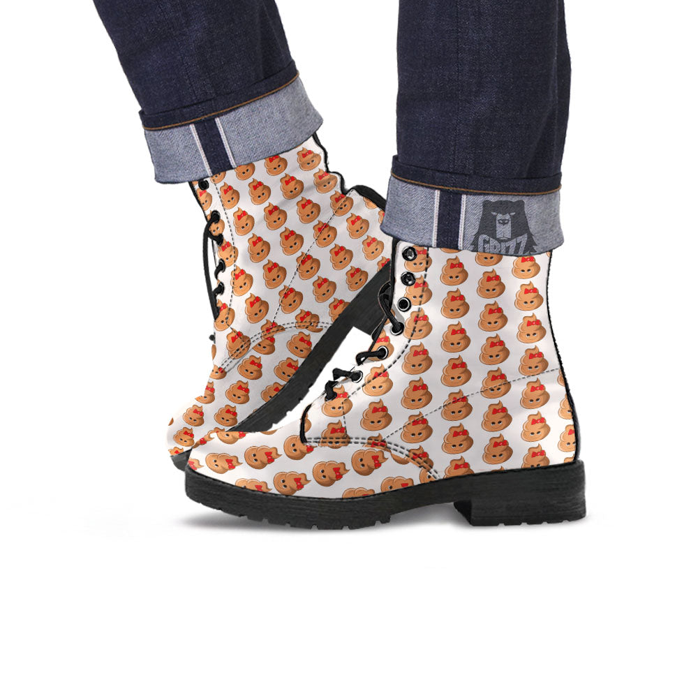 Cute Poop Print Pattern Leather Boots-grizzshop