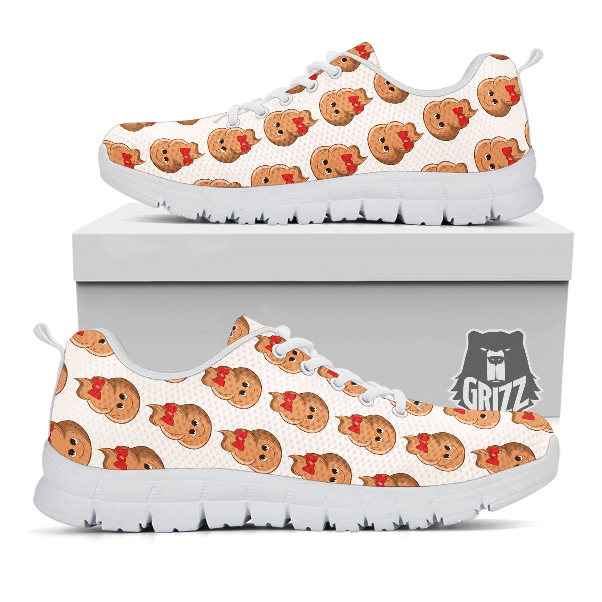 Cute Poop Print Pattern White Sneaker-grizzshop