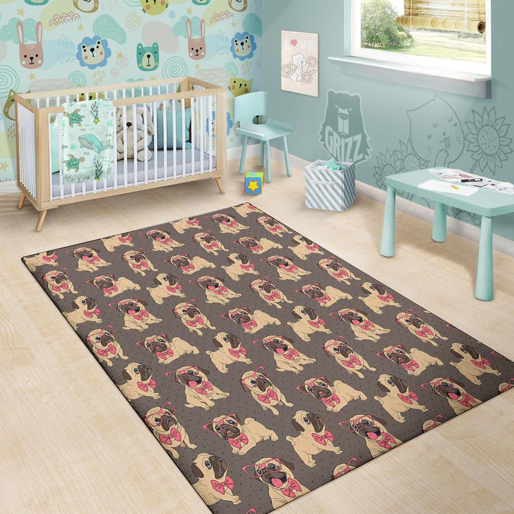 Cute Pug Print Pattern Floor Mat-grizzshop