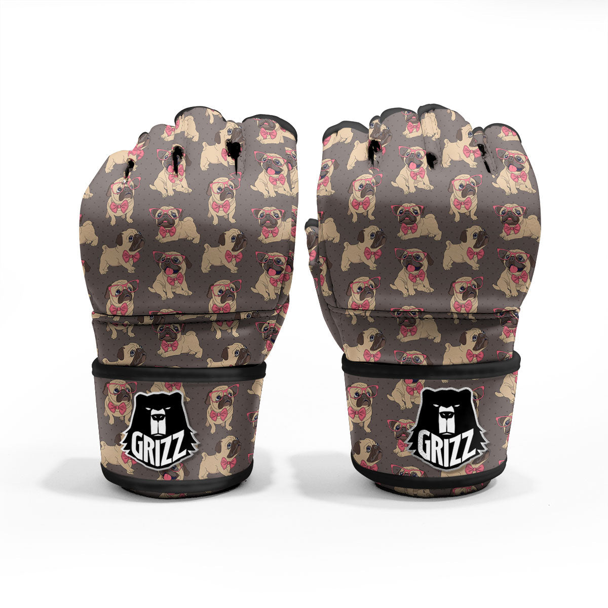 Cute Pug Print Pattern MMA Gloves-grizzshop