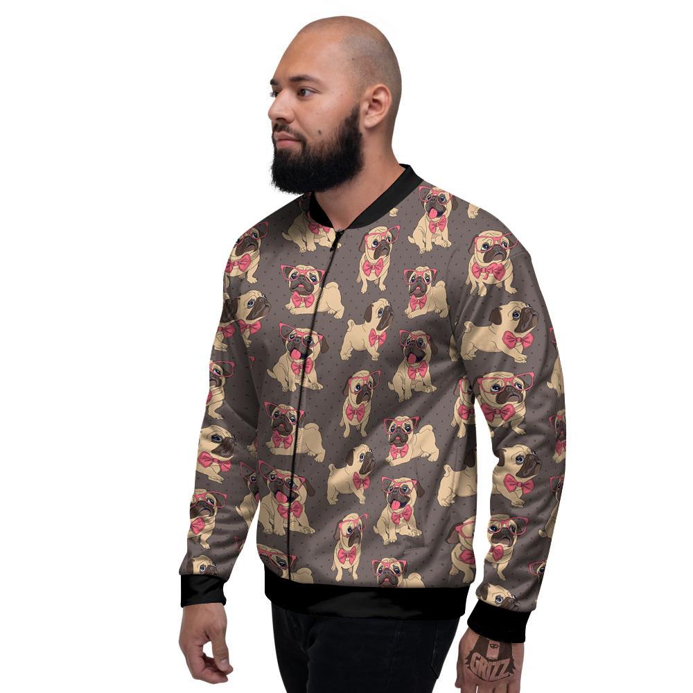 Cute Pug Print Pattern Men's Bomber Jacket-grizzshop