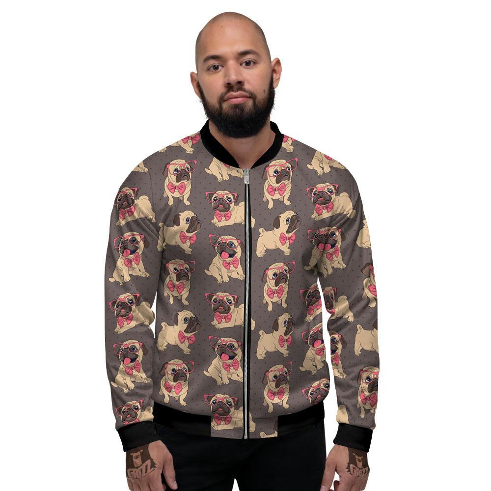 Cute Pug Print Pattern Men's Bomber Jacket-grizzshop