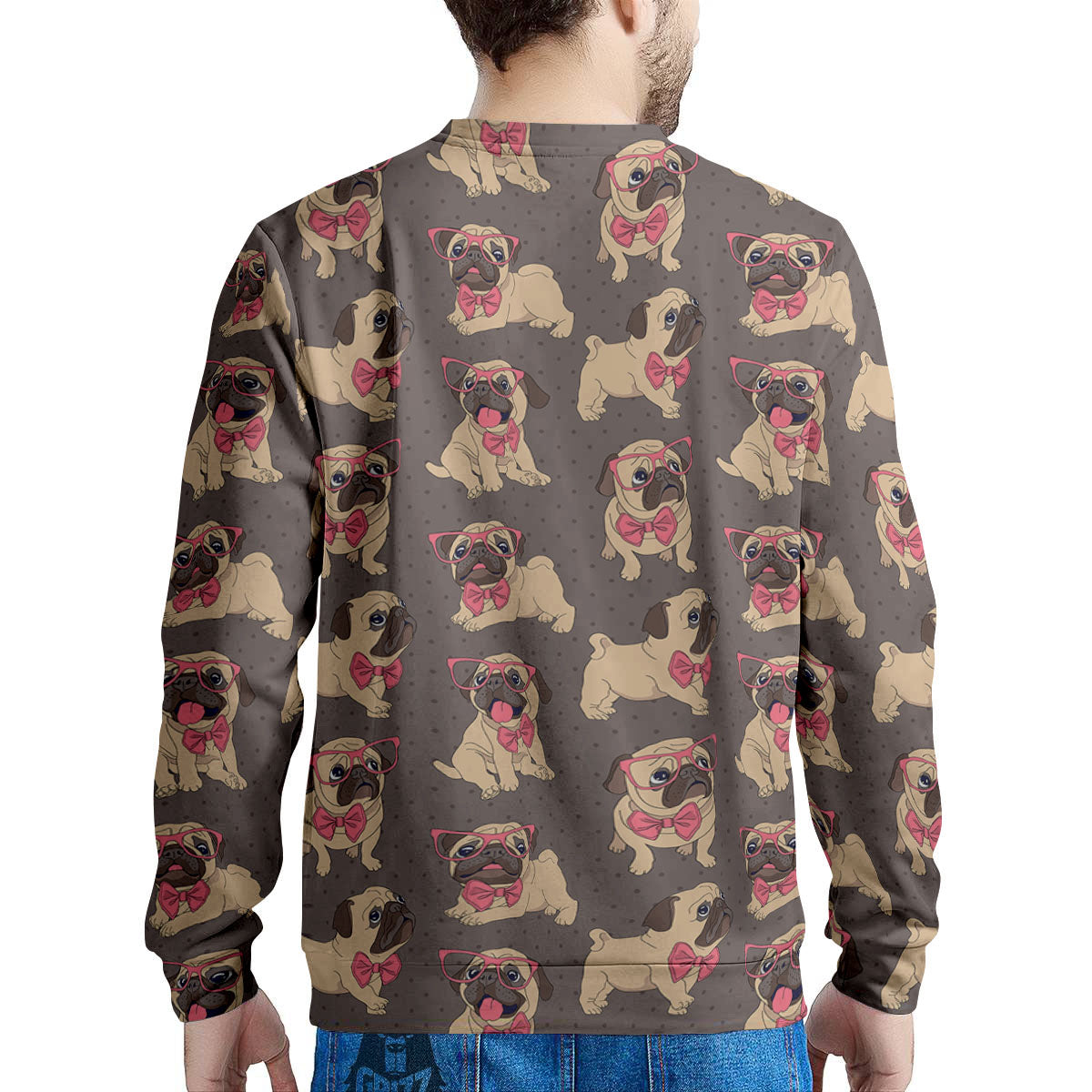 Cute Pug Print Pattern Men's Sweatshirt-grizzshop