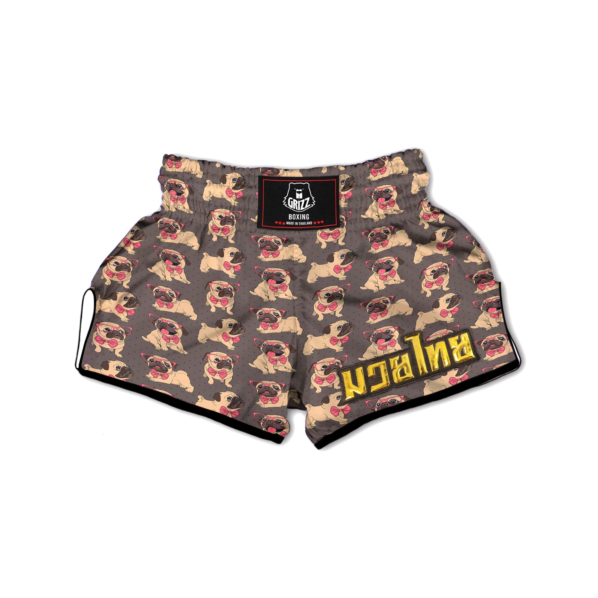 Cute Pug Print Pattern Muay Thai Boxing Shorts-grizzshop