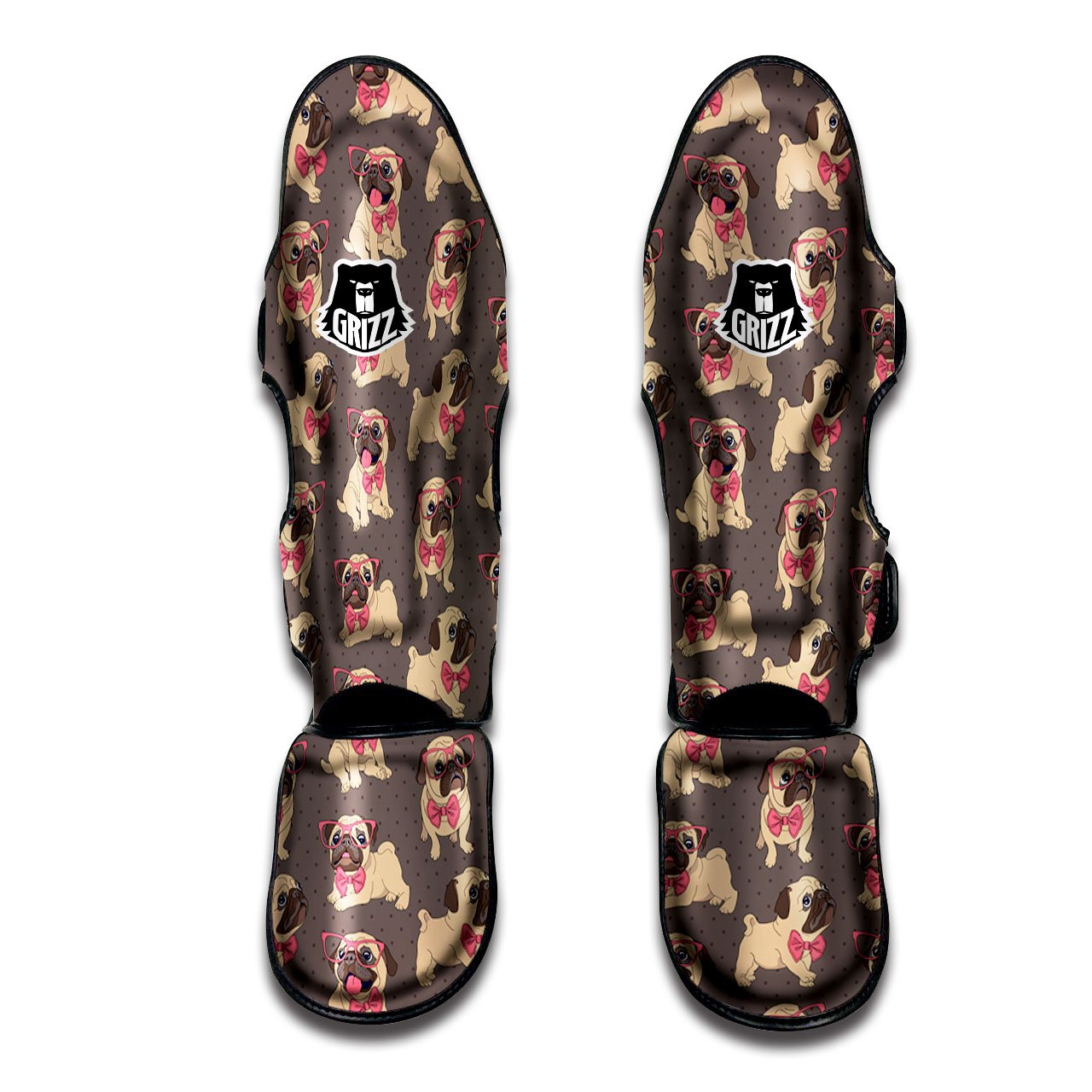 Cute Pug Print Pattern Muay Thai Shin Guards-grizzshop