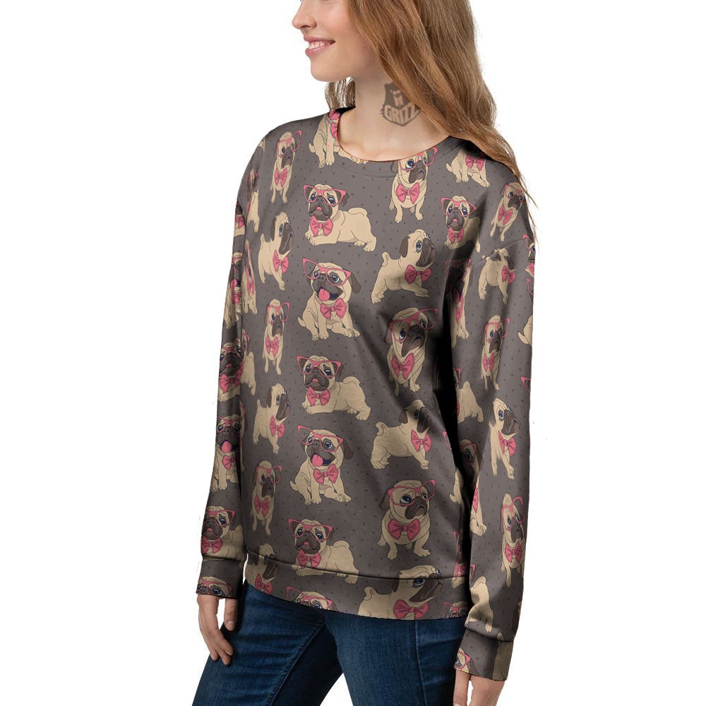 Cute Pug Print Pattern Women's Sweatshirt-grizzshop