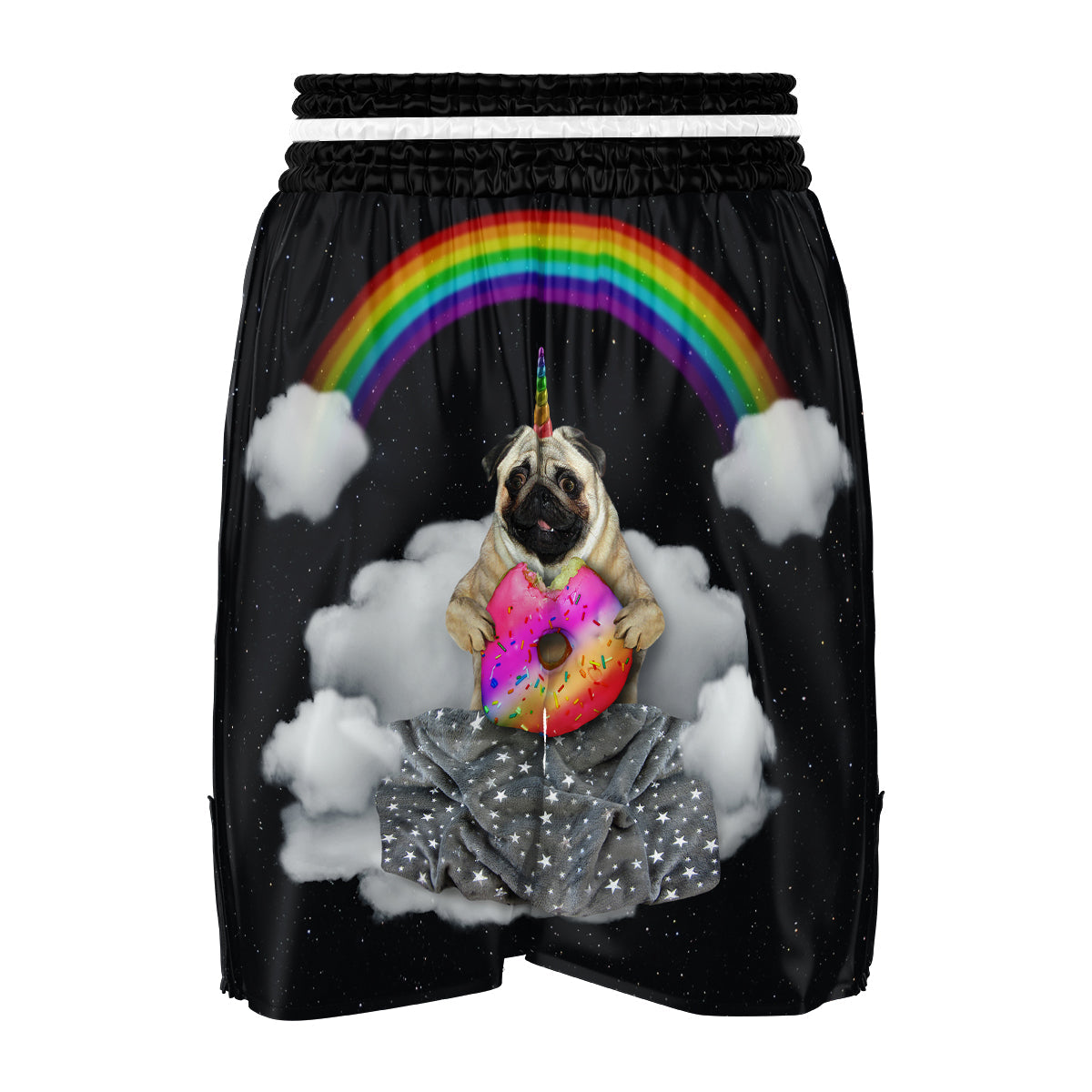 Cute Pug Unicorn Print Boxing Shorts-grizzshop