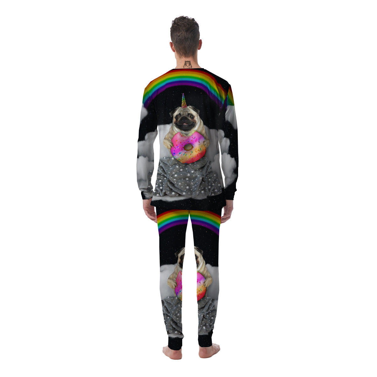 Cute Pug Unicorn Print Men's Pajamas-grizzshop