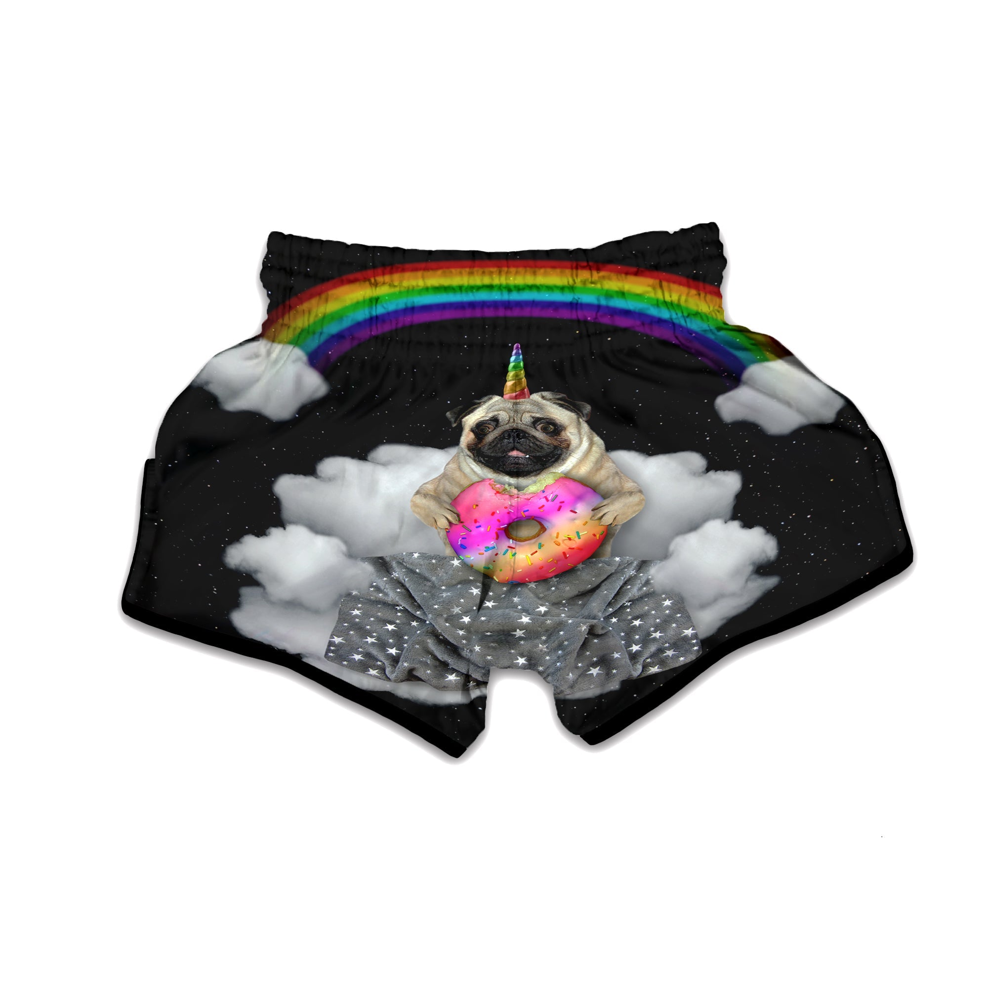 Cute Pug Unicorn Print Muay Thai Boxing Shorts-grizzshop