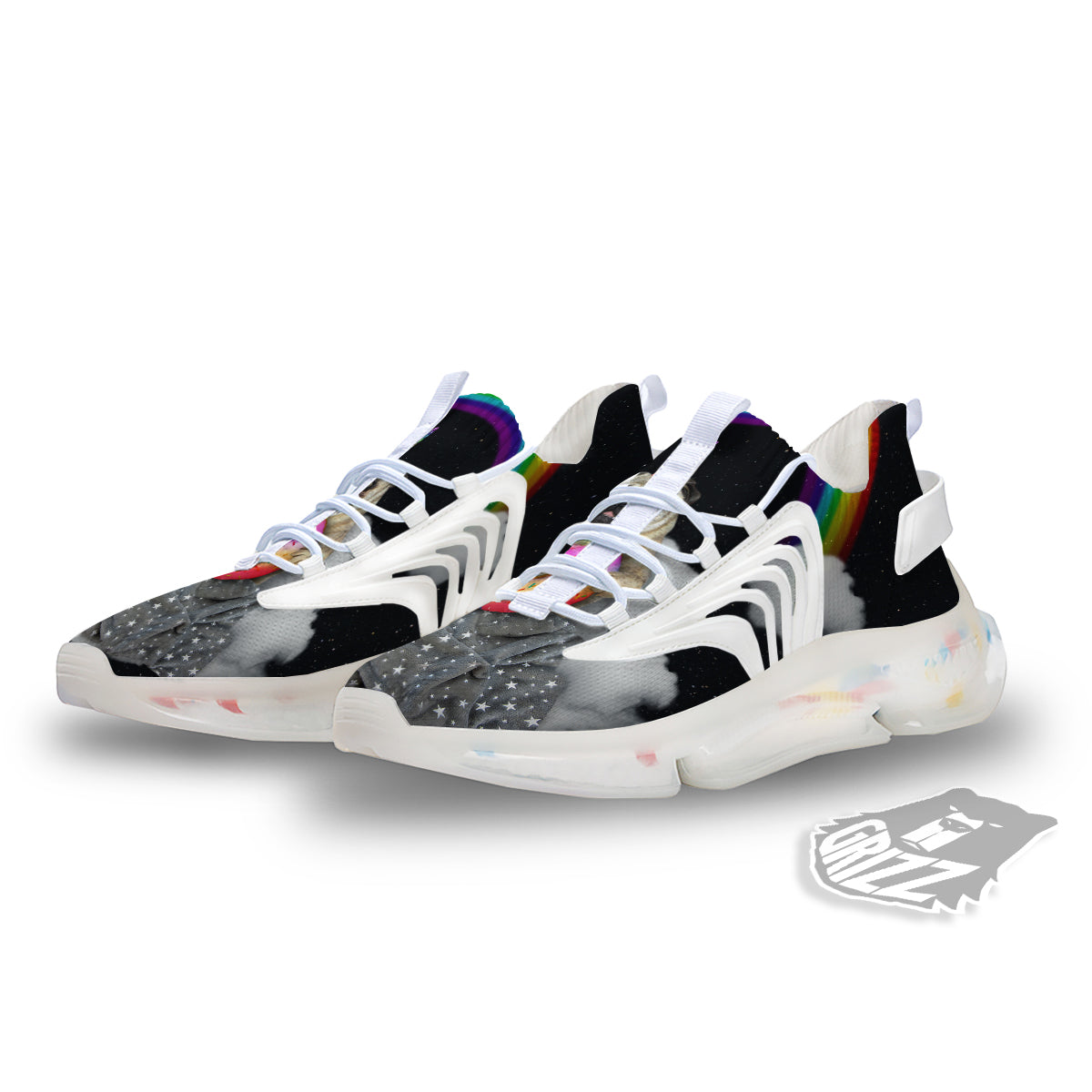 Cute Pug Unicorn Print White Gym Shoes-grizzshop