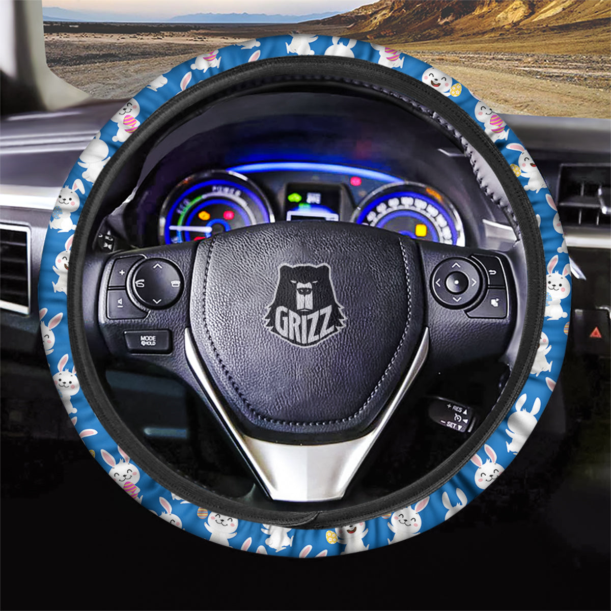 Cute Rabbit Print Pattern Car Steering Wheel Cover-grizzshop