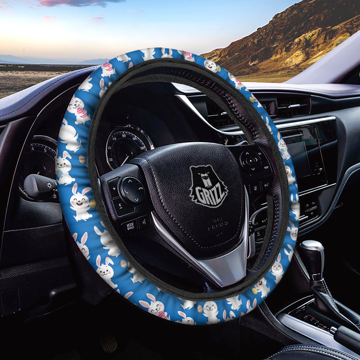 Cute Rabbit Print Pattern Car Steering Wheel Cover-grizzshop