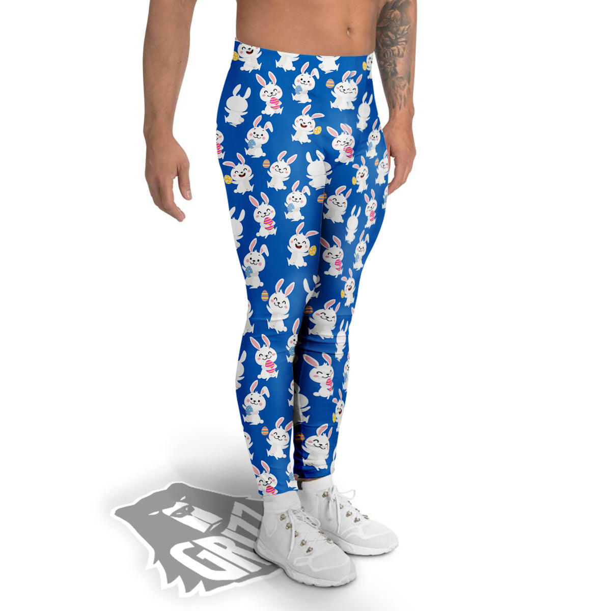 Cute Rabbit Print Pattern Men's Leggings-grizzshop