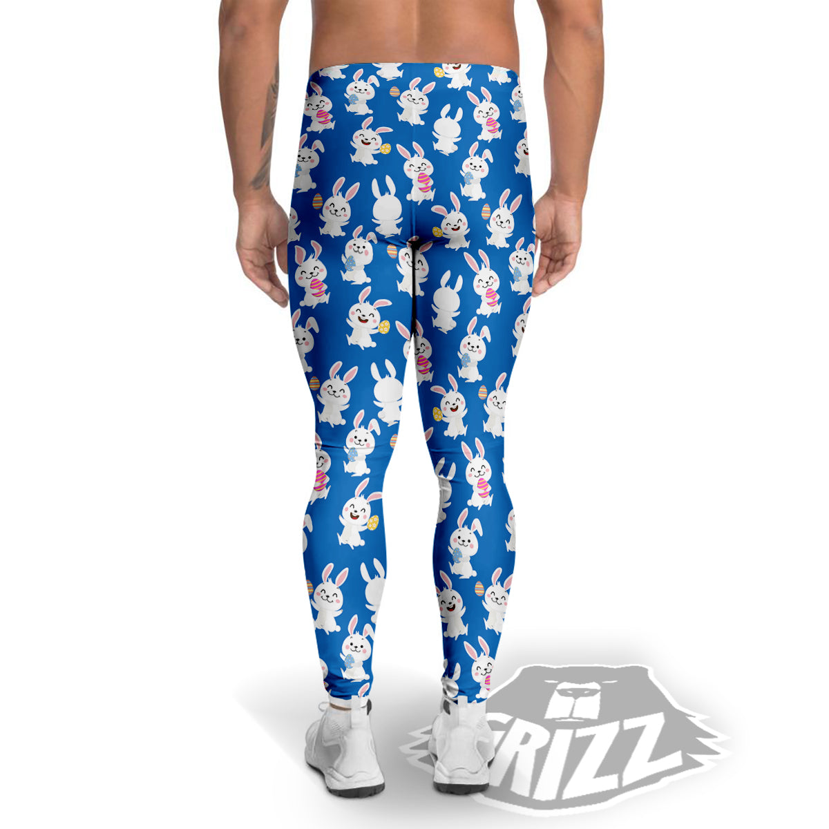 Cute Rabbit Print Pattern Men's Leggings-grizzshop